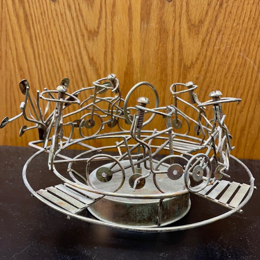 Music Box: vintage copper bicycle merry-go-round